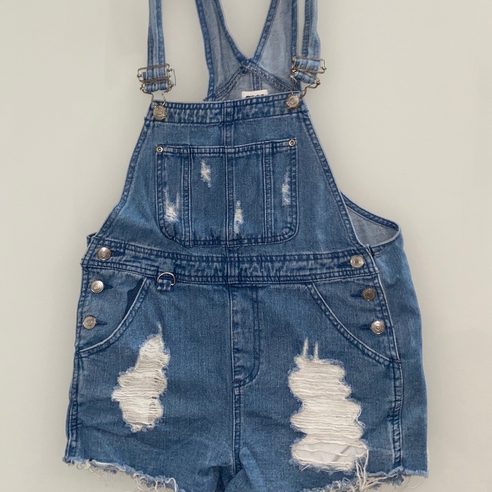 ASOS Distressed Jean Overall Shorts